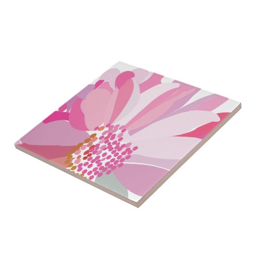 Roze Daisy Flower Tegeltje (Zijkant)