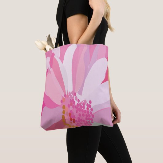 Roze Daisy Flower Tote Bag (Dichtbij)