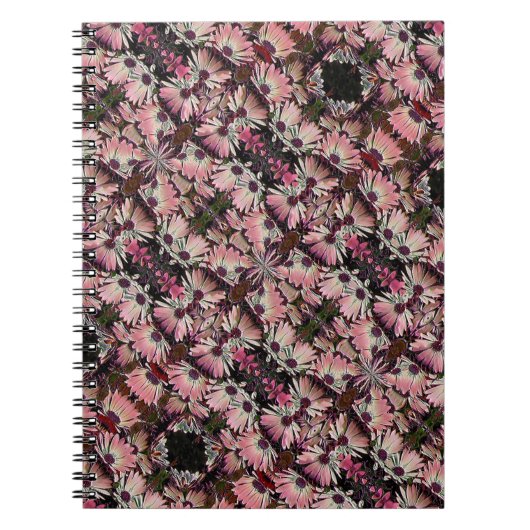 Roze Daisy Flowers Abstract Art Notitieboek (Voorkant)