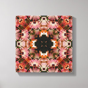 Roze Daisy Flowers Abstracte Floral Art Canvas Afdruk