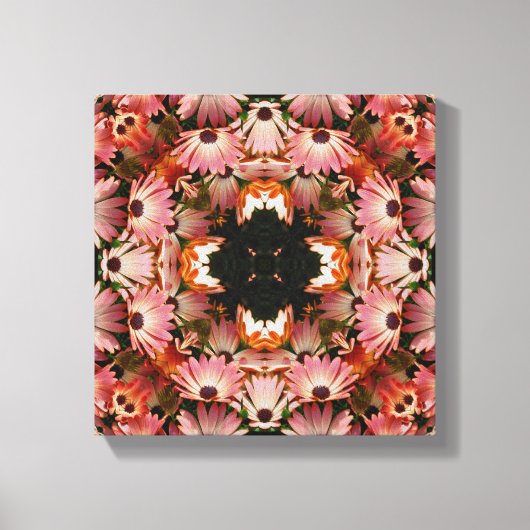Roze Daisy Flowers Abstracte Floral Art Canvas Afdruk (Voorkant)