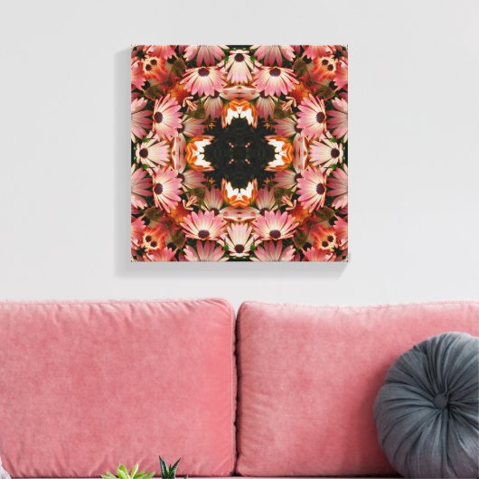 Roze Daisy Flowers Abstracte Floral Art Canvas Afdruk (Insitu (Woonkamer))