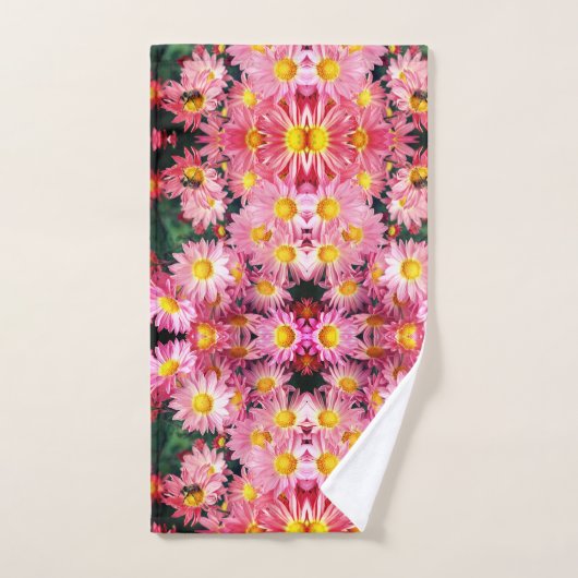 Roze Daisy Flowers and Bumble Bee Pattern Bad Handdoek (Handdoek)