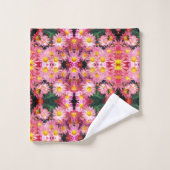 Roze Daisy Flowers and Bumble Bee Pattern Bad Handdoek (Wasdoekje)
