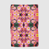 Roze Daisy Flowers and Bumble Bee Pattern Golfhanddoek (Voorkant)