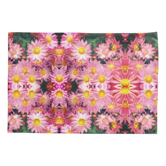 Roze Daisy Flowers and Bumble Bee Pattern Kussensloop (Achterkant)