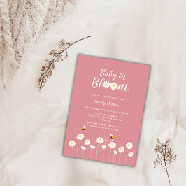 Roze Daisy Flowers Baby in Bloom Baby shower Kaart