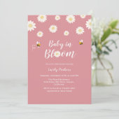 Roze Daisy Flowers Baby in Bloom Girl Shower Kaart (Staand voorkant)