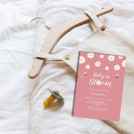 Roze Daisy Flowers Baby in Bloom Girl Shower Kaart