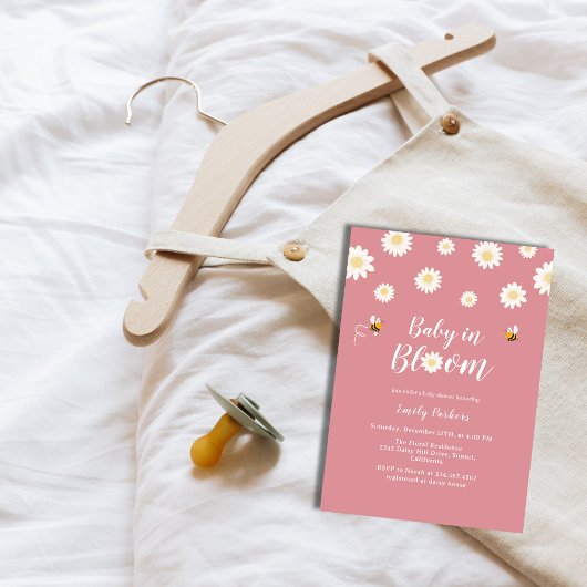 Roze Daisy Flowers Baby in Bloom Girl Shower Kaart