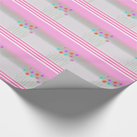 Roze Daisy Flowers Cadeaupapier (Hoek)
