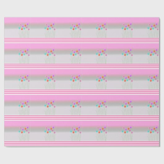 Roze Daisy Flowers Cadeaupapier (Vlak)