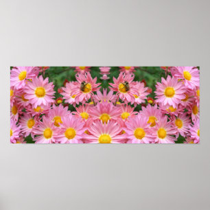 Roze Daisy Flowers en Bumble Bee Mirror Abstract Poster