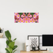 Roze Daisy Flowers en Bumble Bee Mirror Abstract Poster (Thuiskantoor)