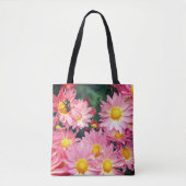 Roze Daisy Flowers en Bumble Bee Tote Bag (Voorkant)