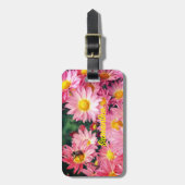 Roze Daisy Flowers en Bumble BeeBay, op maat gesne Bagagelabel (Voorkant verticaal)