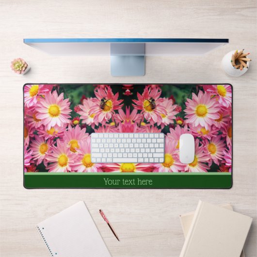 Roze Daisy Flowers en Bumble BeeBay, op maat gesne Bureaumat (Kantoor 1)