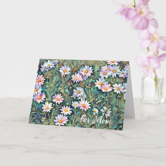 Roze Daisy Flowers Garden Art Moederdag Kaart (Orchidee)