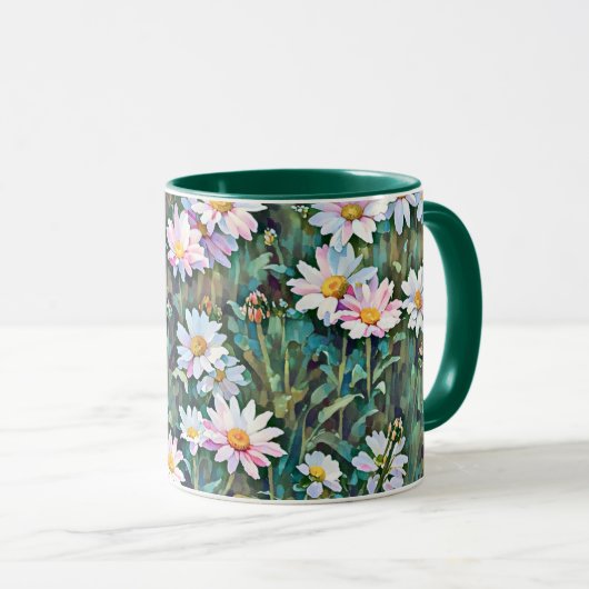 Roze Daisy Flowers Garden Daisies Art Mok Cup (Voorkant rechts)