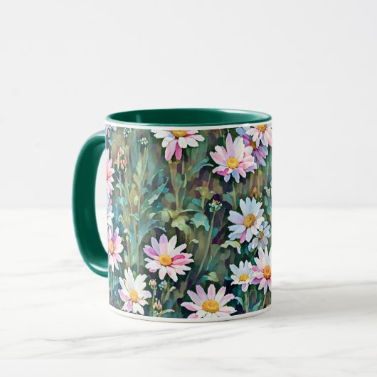 Roze Daisy Flowers Garden Daisies Art Mok Cup (Voorkant links)