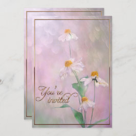 Roze Daisy Flowers/Gold Trim Kaart