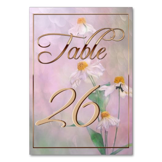 Roze Daisy Flowers/Gold Trim Kaart (Voorkant)