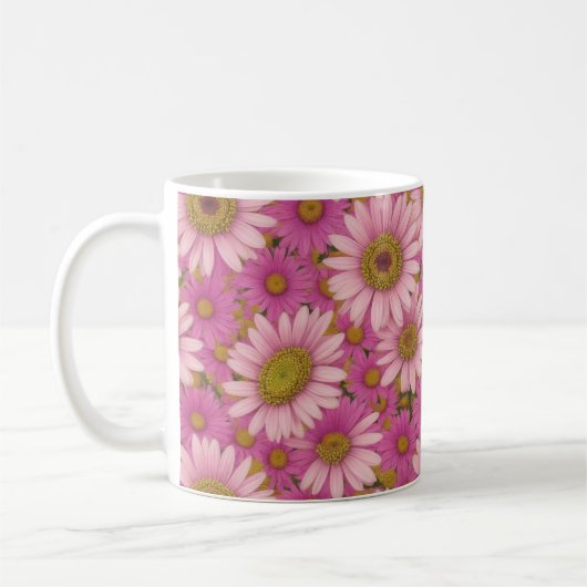 Roze Daisy Flowers Koffiemok (Links)