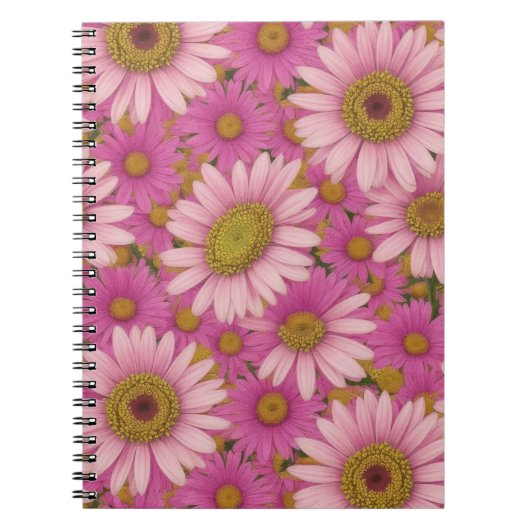 Roze Daisy Flowers Notitieboek (Voorkant)