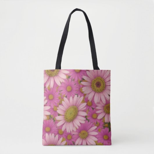Roze Daisy Flowers Tote Bag (Voorkant)