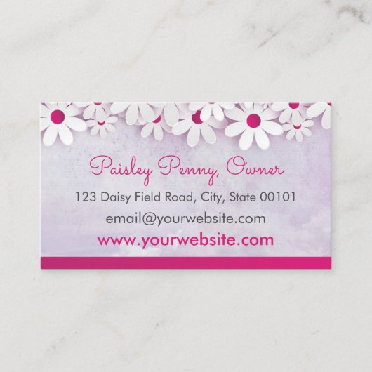 Roze Daisy Flowers Visitekaartje (Voorkant)