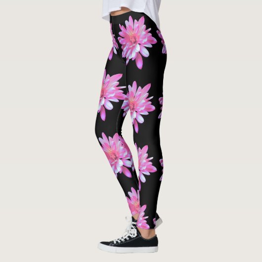 Roze Daisy fotopatroon Leggings (Links)