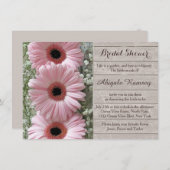 Roze daisy gerbera op houten Vrijgezellenfeest Kaart (Voorkant / Achterkant)