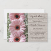 Roze daisy gerbera op houten Vrijgezellenfeest Kaart (Voorkant)