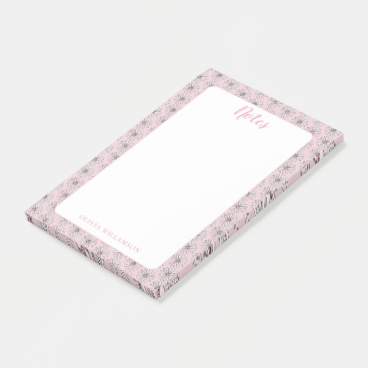 Roze Daisy Girly Floral om notities te doen Post-it® Notes (Schuin)