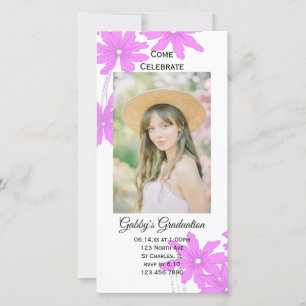 Roze Daisy Graduy Party Invitation Foto Card