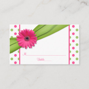 Roze Daisy Green Polka Dot Ribbon Place Cards Plaatskaartje