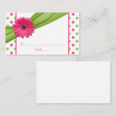 Roze Daisy Green Polka Dot Ribbon Place Cards Plaatskaartje (Voorkant / Achterkant)