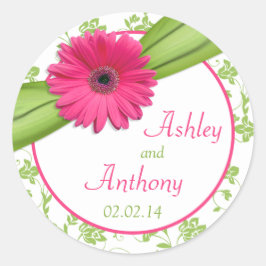 Roze Daisy Groen Wit Bloemen Bruiloft Stickers