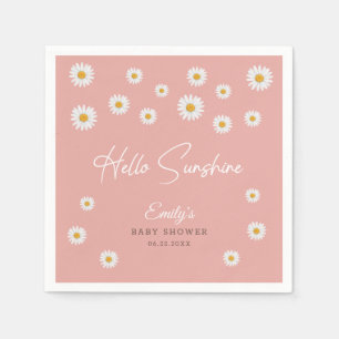 Roze Daisy Hallo Zonneschijn Baby Shower Papier Servet