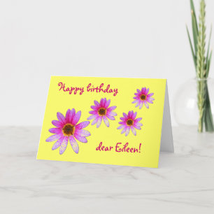 Roze Daisy Happy Birthday Eileen card Kaart