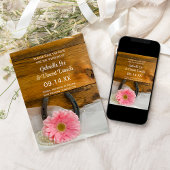 Roze Daisy Hoefijzer Barn Wedding Save the Date Kaart