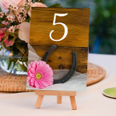Roze Daisy Hoefijzer Country Wedding Table Numbers Kaart