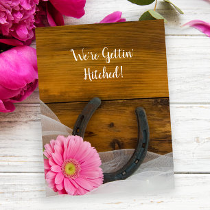 Roze Daisy Hoefijzer Western Weddenschap Opslaan D Aankondigingskaart