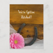 Roze Daisy Hoefijzer Western Weddenschap Opslaan D Aankondigingskaart (Voorkant)