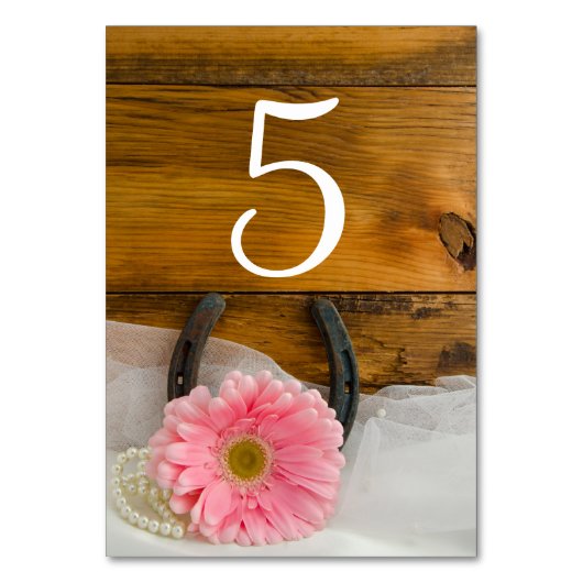 Roze Daisy Hoefijzer Westerne weddenschappen Kaart (Voorkant)