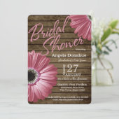 Roze Daisy Houten Bruidsbad Kaart (Staand voorkant)