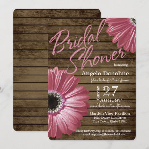 Roze Daisy Houten Bruidsbad Kaart
