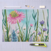 Roze Daisy in een weide van wilde bloemen olieschi Tissuepapier (Craft)