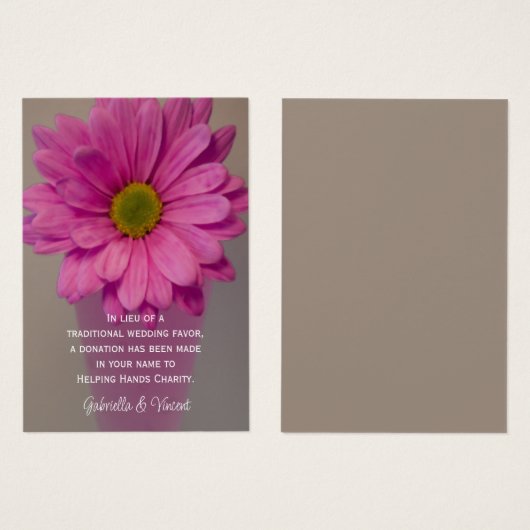 Roze Daisy in Vase Wedding Charity Favor Kaart (Voorkant /achterkant)