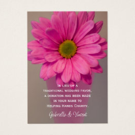 Roze Daisy in Vase Wedding Charity Favor Kaart